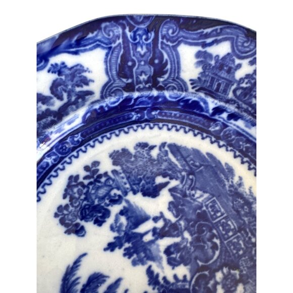 Vintage W Adams & Sons England Kyber 9 inch Flow Blue Dinner Plate - Picture 6 of 15